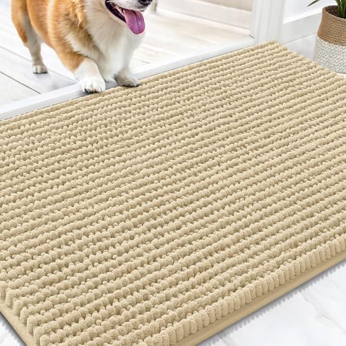 OLANLY Dog Door Mat for Muddy Paws 34x21, Extra Absorbent Chenille Mud Mat by OLANLY