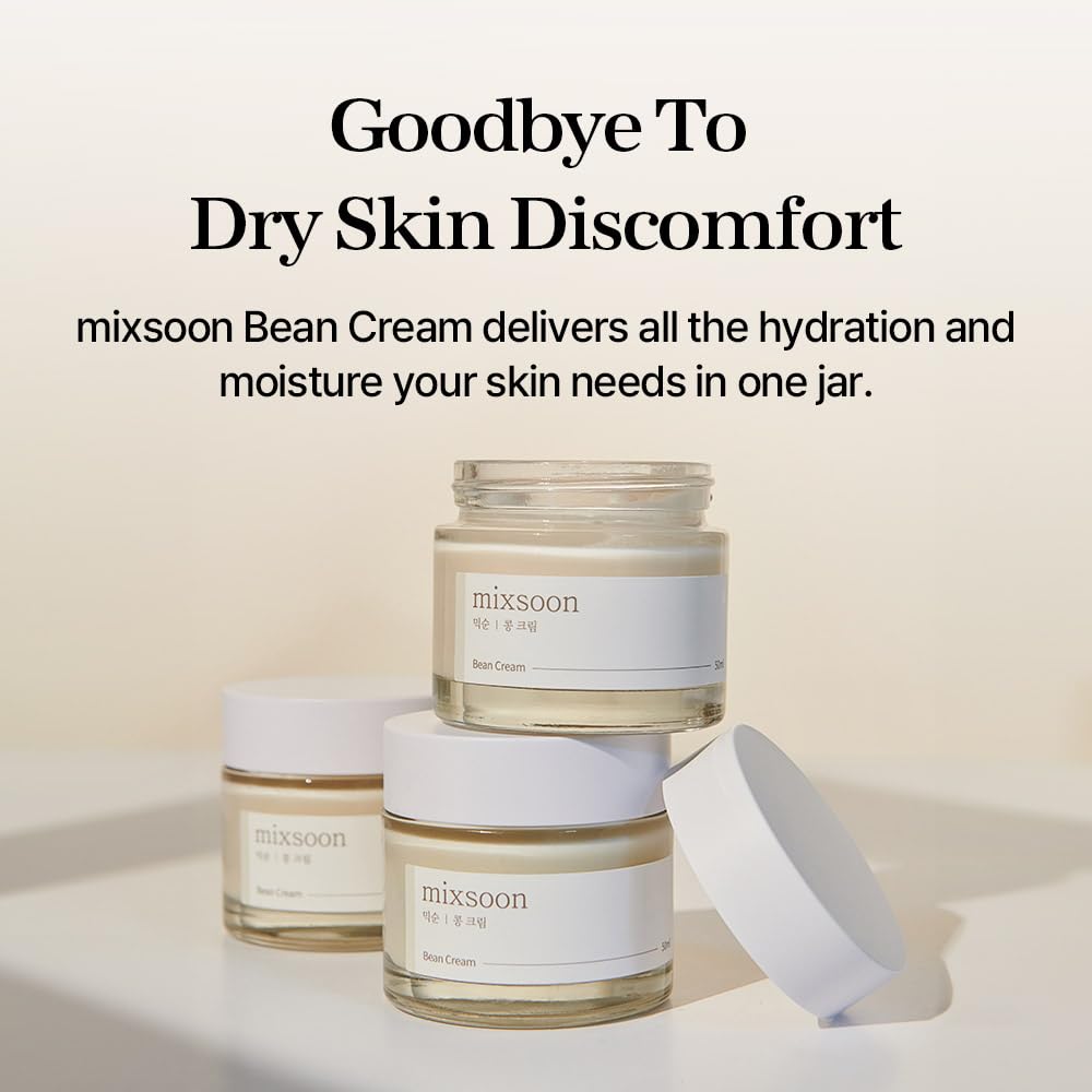 mixsoon Bean Cream - Intensive Moisture Face Cream For Smooth, Nourished Skin, Pore & Sebum Care - Korean Skincare For Glass Skin - Non-stick (1.69 fl.oz / 50ml)