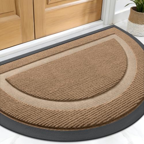 OLANLY Half Circle Front Door Mat Outside 33x21 All-Season Rubber Doormat by OLANLY