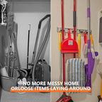 reliahom Broom Holder Wall Mount Mop Hanger Tools organizer 5Racks 4Hooks - Image 4