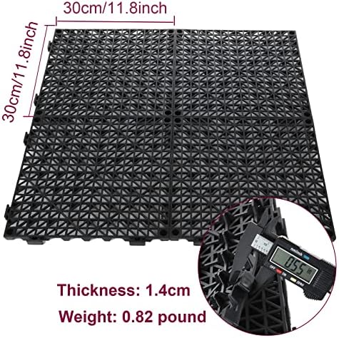 12 Pack 12" Interlocking Rubber Bathroom Flooring Tiles Non-Slip Pool Mat - Image 2