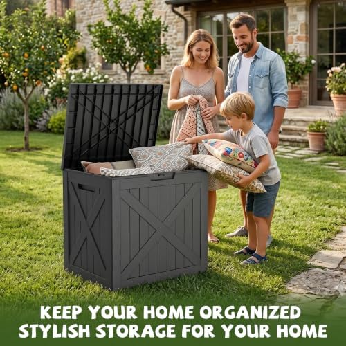 40 Gallon Waterproof Resin Deck Box, Outdoor Toy Storage Box Lock Bin - Image 6