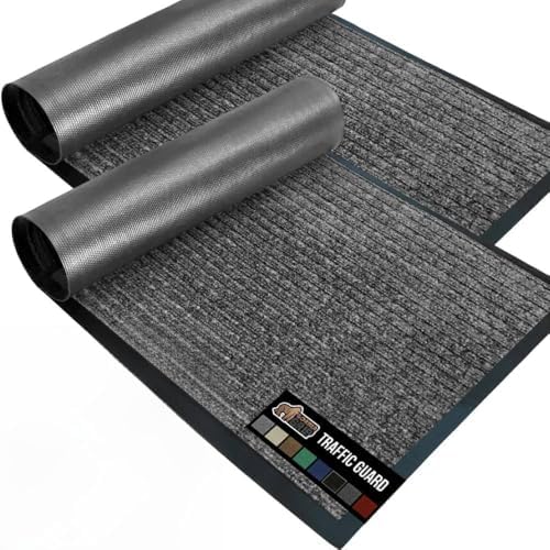 GORILLA GRIP Traffic Guard Indoor Outdoor Heavy Duty Door Mat 29x17 Lt Gray by GorillaGrip