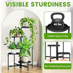 Plant Stand Indoor Outdoor, 4 Tier Metal Corner Shelf Black 9 in Wide - Image 3