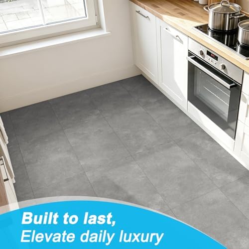 Art3d Marble Textured Click-Lock SPC Floor Tiles, Cement Grey - Image 3