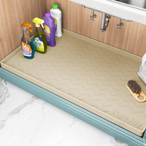 TigeJoy Under Sink Mats for Kitchen Waterproof 25" x 19", Cabinet Liner by TigeJoy