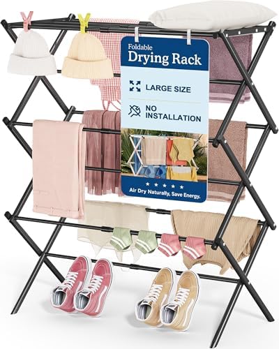 APEXCHASER Oversize 3-Tier Clothes Drying Rack, No Install by APEXCHASER