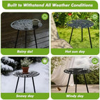 Party Zealot 1 Pack Extra-Large Metal Outdoor Side Tables 18 Inches Outside End - Image 4