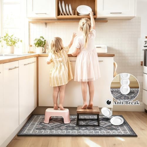 HEBE Boho Kitchen Rugs Set of 2, Non Slip Washable Kitchen Mats - Image 6