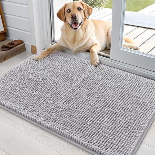 OLANLY Dog Door Mat for Muddy Paws 36x24, Super Absorbent Chenille Mud Mat by OLANLY