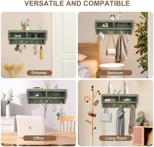 Key Holder Wall Mount with Mail Organizer, 6 Hooks & Shelf - Image 5