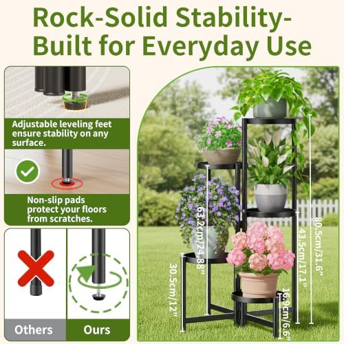 Tall Plant Stand Indoor Outdoor, Corner Metal Flower Pot Stands - Image 3