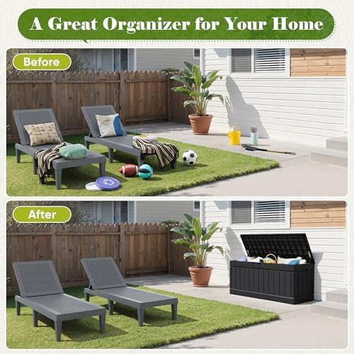 Flamaker Outdoor Storage Box 80 Gallon Resin Waterproof Deck Box - Image 5