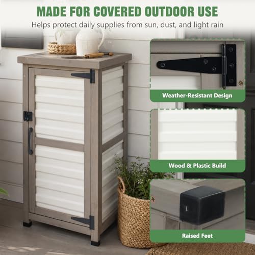 Ketive Outdoor Storage Cabinet, 33.5" H Compact Patio Storage Cabinet - Image 5