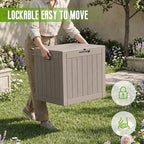 DRATO 35 Gallon Outdoor Storage Box Waterproof Lockable Small Deck Box Grey - Image 3