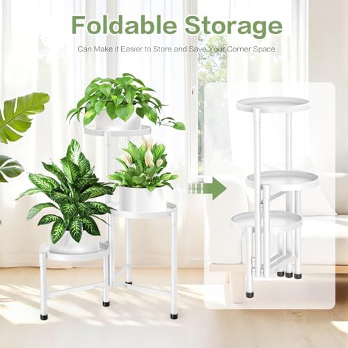 3 Tier Metal Corner Plant Stand Indoor Outdoor, 10 Inch Wide Tray - Image 5