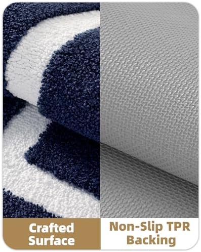 Color&Geometry Navy Blue Bathroom Rugs 30x20, Extra Soft Absorbent Microfiber - Image 4