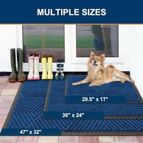 Smiry Front Door Mat Outside Entrance, Low Profile Rubber Doormat - Image 2