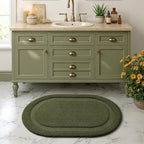 Color&Geometry Oval Green Bathroom Rugs 32x20, Extra Soft Absorbent Microfiber - Image 2