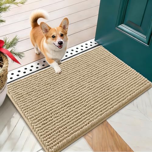 OLANLY Dog Door Mat for Muddy Paws 24x16, Extra Absorbent Chenille Mud Mat by OLANLY