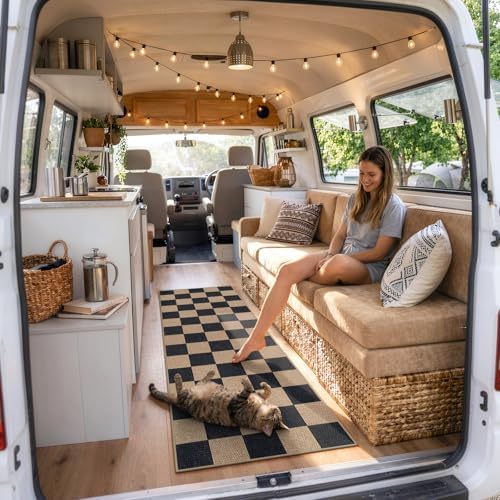 Lahome Checkered Easy Jute Outdoor Runner Rug, 2x6 Kitchen Rugs Washable - Image 6