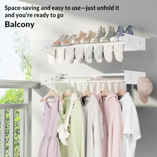 Foldable Wall-Mounted Clothes Drying Rack, 23.6 Inches, Holds up to 60 lbs - Image 4