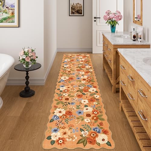 DUKINO 2x8 Washable Runner Rug, Floral Non Slip Kitchen Runner Rug - Image 3