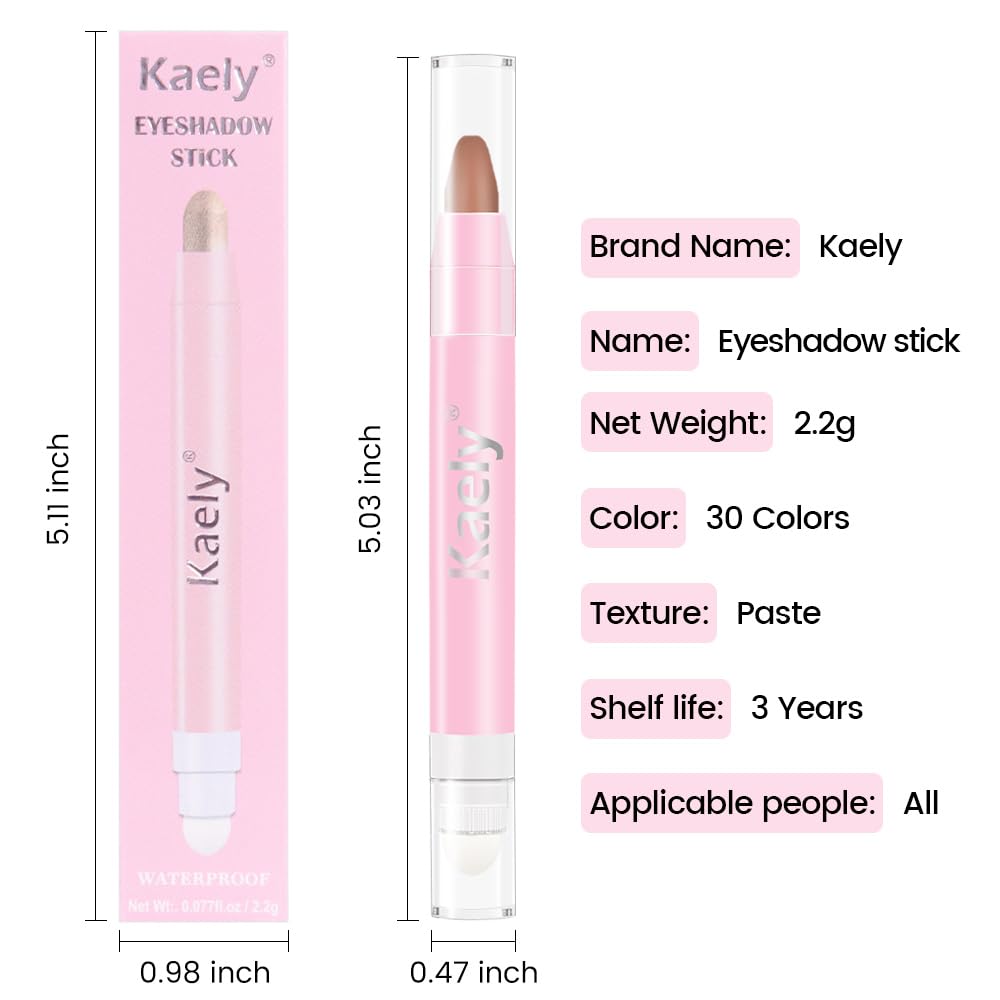 Kaely 2in1 Cream Eye Shadow Brightener Sticks for Eyes, Pencil Eyeshadow Applicator Stick Waterproof Pigmented, Eye Shadow Palette Highlighter Makeup, sombras para ojos, 22 Stone Matte