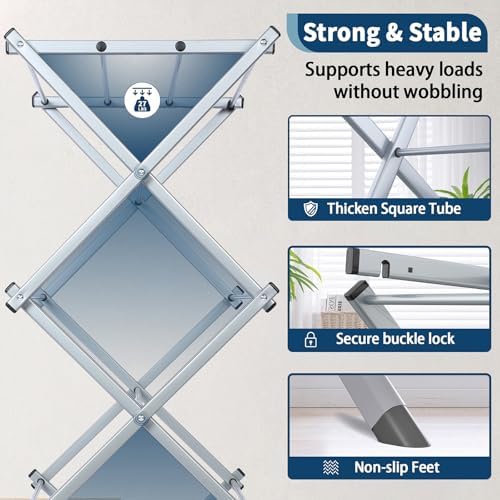 Whitmor Foldable Clothes Drying Rack: 3 Tier Laundry Drying Rack, Collapsible - Image 5
