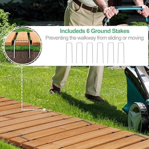 RELIANCER 6' Wooden Garden Pathway, Weather-Resistant Roll Out Cedar Walkway - Image 5