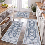 HEBE Boho Kitchen Rugs Set of 3, Non Slip Washable Kitchen Mats by HEBE