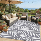 Smiry Outdoor Rug 5x8 ft Waterproof Reversible Leaf Mat by Smiry