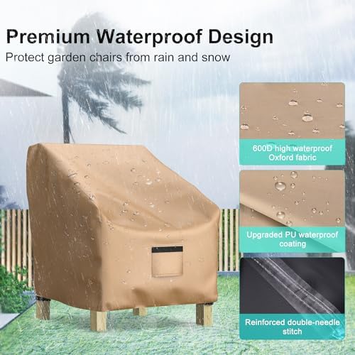 2 Pack Outdoor Patio Chair Covers Waterproof 30"Wx27"Dx36"H - Image 3