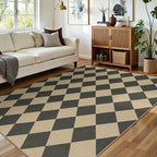 Lessymo Checkered Easy Jute 5x7 Rugs, Washable Patio Rug - Image 3