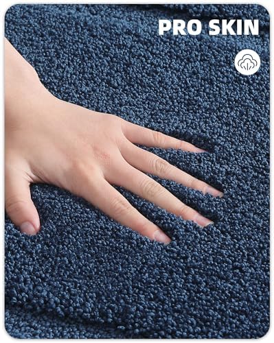 Color&Geometry Oval Blue Bathroom Rugs 42x24, Extra Soft Absorbent Microfiber - Image 3