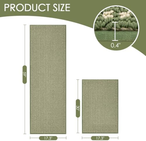 hicorfe Waffle Kitchen Runner Rugs Set of 2, Non Slip Kitchen Mats - Image 2