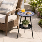 2-Tier Metal Outdoor Side Tables 13.5" Round End Tables - Image 5