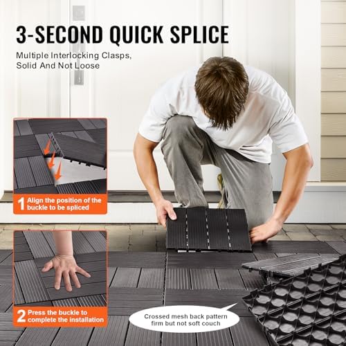 VEVOR 36 sq. ft Plastic Interlocking Deck Tiles, 36 Pack, Patio Floor Decking - Image 5