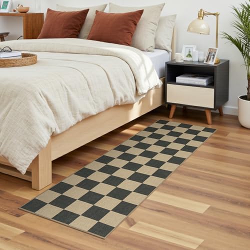 Lessymo Checkered Easy Jute 2x6 Rug, Kitchen Runner Washable Rugs Non Slip - Image 5