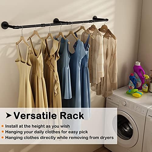 Wall Mounted Clothes Rack, 72.5in Industrial Pipe Clothing Rack - Image 5