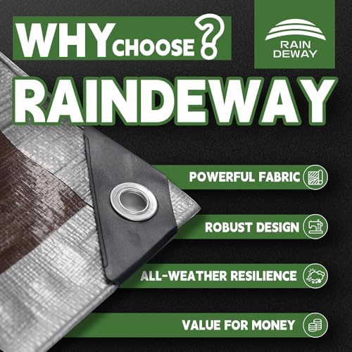 RAINDEWAY 4x10 Feet Tarps Heavy Duty Waterproof, 10Mil Multipurpose Tarp - Image 2