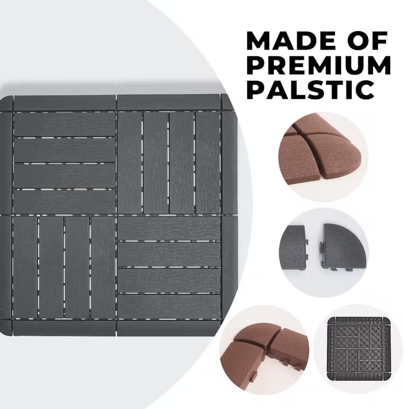 COLMO 14PCS Interlocking Deck Tile Edging Plastic Trim Set - Image 4