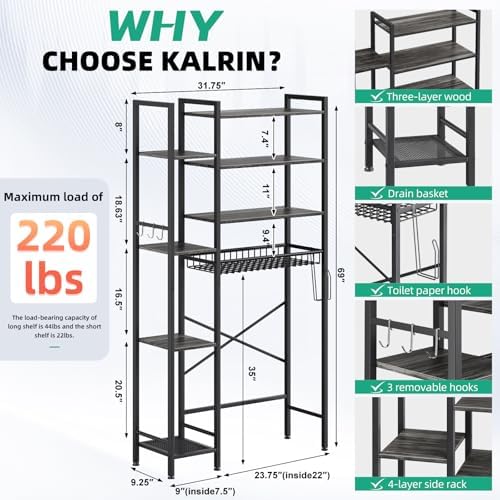 Kalrin 8-Tier Over The Toilet Storage - Image 2