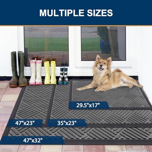 Smiry Front Door Mat Outside Entrance, Natural Rubber Doormat, 59x23 Inch - Image 2