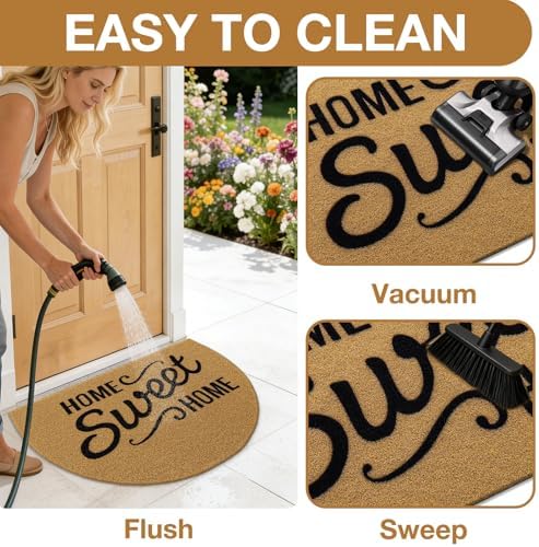 OLANLY Half Circle Door Mat 30x17, Low Profile Doormat - Image 6