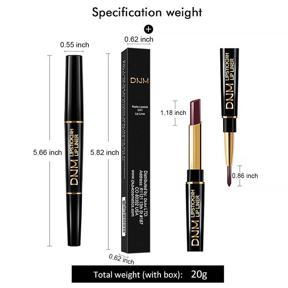 evpct 1Pcs Dark Red Lip Liner and Lipstick Set Kit for Women Matte Lips Kit with Lip Liner Lip Stains Long Lasting Waterproof 24 Hour Lipstick and Lip Liners Combo Lipliners Pencil Set 09#
