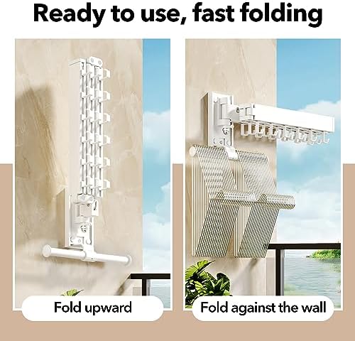 HEILAIYI Wall Mounted Clothes Hanger, Clothes Drying Rack, Laundry Drying Rack - Image 2