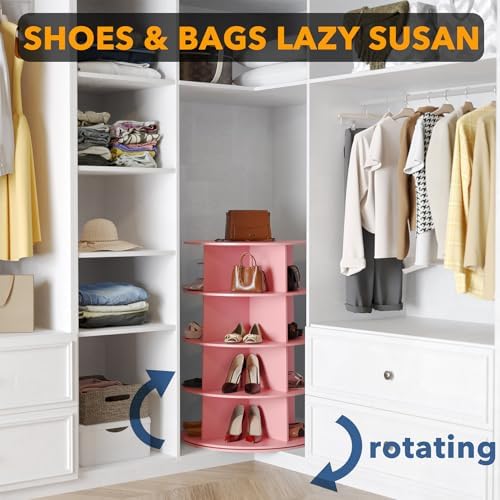 SpaceAid 4 Tier Rotating Shoe Rack Tower, Spinning Shoe Display Lazy Susan - Image 4