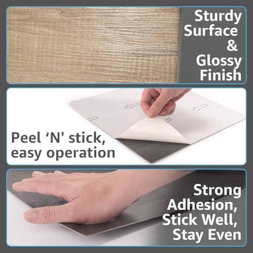 Art3d 10-Pack Peel and Stick Vinyl Floor Tiles, Light Brown Ash - Image 4