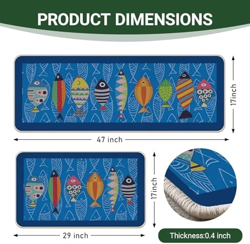 Coastal Fish Blue Kitchen Rugs Set of 2 - Image 3